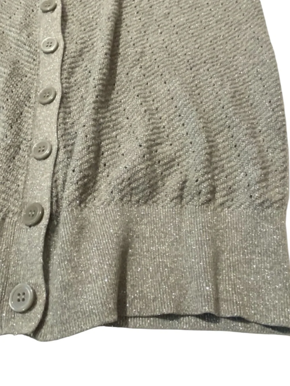 LANE BRYANT V-Neck Sparkly Silver Cardigan Sweater in Gray/Silver Size 18/20